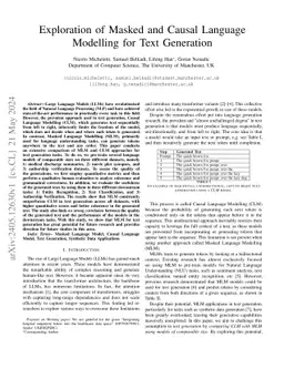 Exploration of Masked and Causal Language Modelling for Text Generation
