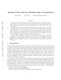 Sorting in One and Two Rounds using $t$-Comparators