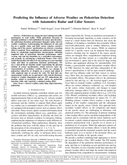 Predicting the Influence of Adverse Weather on Pedestrian Detection with
  Automotive Radar and Lidar Sensors