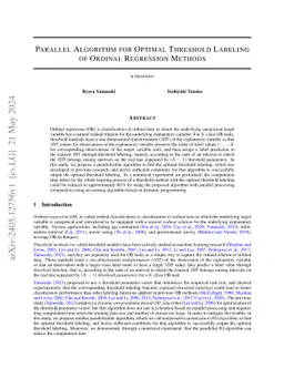 Parallel Algorithm for Optimal Threshold Labeling of Ordinal Regression
  Methods