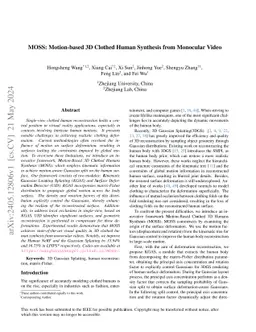 MOSS: Motion-based 3D Clothed Human Synthesis from Monocular Video