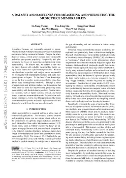 A Dataset and Baselines for Measuring and Predicting the Music Piece
  Memorability
