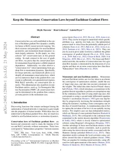 Keep the Momentum: Conservation Laws beyond Euclidean Gradient Flows