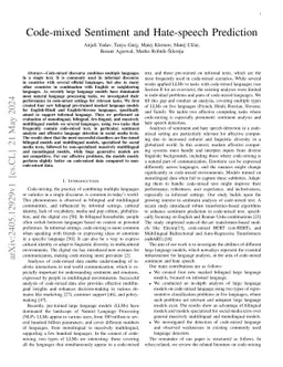 Code-mixed Sentiment and Hate-speech Prediction