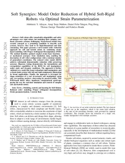 Soft Synergies: Model Order Reduction of Hybrid Soft-Rigid Robots via Optimal Strain Parameterization