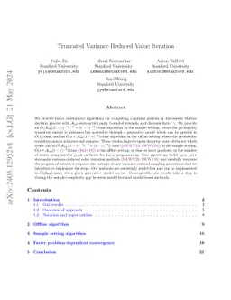 Truncated Variance Reduced Value Iteration