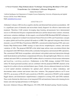 A Novel Feature Map Enhancement Technique Integrating Residual CNN and
  Transformer for Alzheimer Diseases Diagnosis