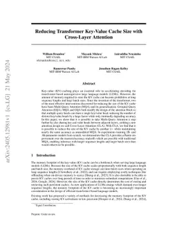 Reducing Transformer Key-Value Cache Size with Cross-Layer Attention
