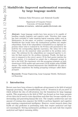 MathDivide: Improved mathematical reasoning by large language models