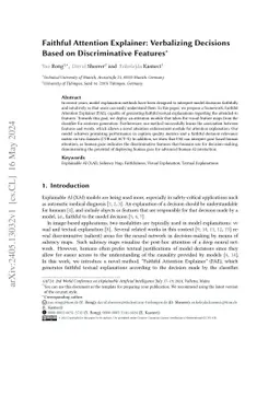 Faithful Attention Explainer: Verbalizing Decisions Based on
  Discriminative Features