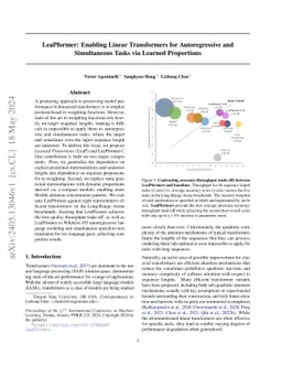 LeaPformer: Enabling Linear Transformers for Autoregressive and
  Simultaneous Tasks via Learned Proportions