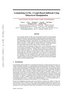Lockpicking LLMs: A Logit-Based Jailbreak Using Token-level Manipulation