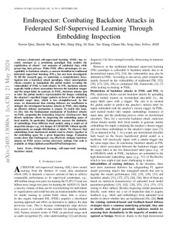 EmInspector: Combating Backdoor Attacks in Federated Self-Supervised
  Learning Through Embedding Inspection