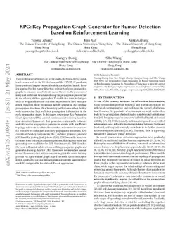 Rumor Detection on Social Media with Reinforcement Learning-based Key Propagation Graph Generator