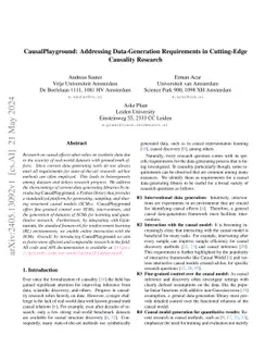 CausalPlayground: Addressing Data-Generation Requirements in
  Cutting-Edge Causality Research