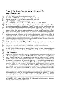 Towards Retrieval-Augmented Architectures for Image Captioning