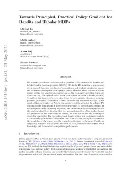 Towards Principled, Practical Policy Gradient for Bandits and Tabular
  MDPs