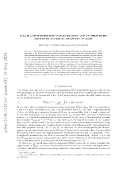 Max-sliced Wasserstein concentration and uniform ratio bounds of
  empirical measures on RKHS