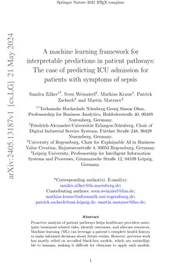 A machine learning framework for interpretable predictions in patient
  pathways: The case of predicting ICU admission for patients with symptoms of
  sepsis