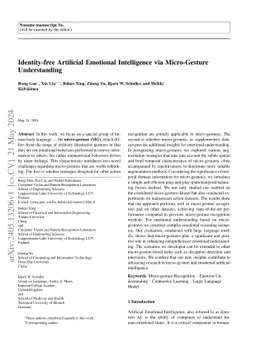 Identity-free Artificial Emotional Intelligence via Micro-Gesture Understanding