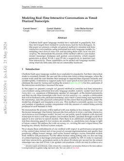 Modeling Real-Time Interactive Conversations as Timed Diarized
  Transcripts