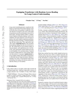 Equipping Transformer with Random-Access Reading for Long-Context
  Understanding