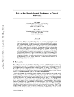 Interactive Simulations of Backdoors in Neural Networks