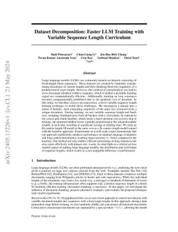 Dataset Decomposition: Faster LLM Training with Variable Sequence Length Curriculum
