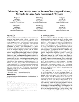 Enhancing User Interest based on Stream Clustering and Memory Networks in Large-Scale Recommender Systems