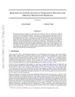 Remarks on Loss Function of Threshold Method for Ordinal Regression
  Problem
