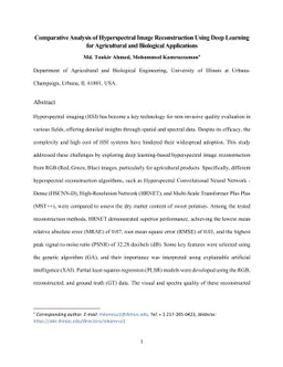 Comparative Analysis of Hyperspectral Image Reconstruction Using Deep
  Learning for Agricultural and Biological Applications