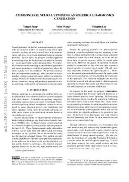 Ambisonizer: Neural Upmixing as Spherical Harmonics Generation