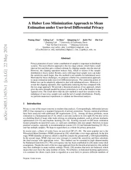A Huber Loss Minimization Approach to Mean Estimation under User-level
  Differential Privacy