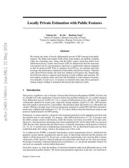 Locally Private Estimation with Public Features