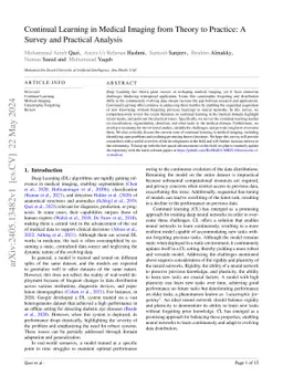 Continual Learning in Medical Imaging from Theory to Practice: A Survey
  and Practical Analysis