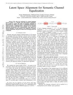 Latent Space Alignment for Semantic Channel Equalization
