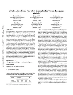 What Makes Good Few-shot Examples for Vision-Language Models?