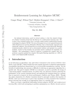 Reinforcement Learning for Adaptive MCMC