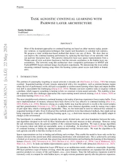 Task agnostic continual learning with Pairwise layer architecture