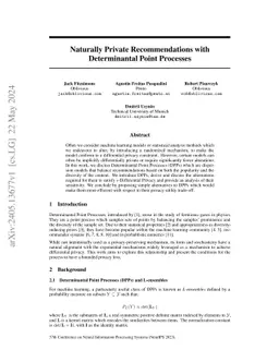 Naturally Private Recommendations with Determinantal Point Processes