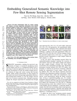Embedding Generalized Semantic Knowledge into Few-Shot Remote Sensing
  Segmentation
