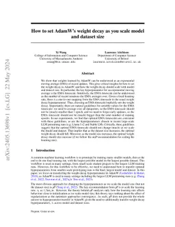 How to set AdamW's weight decay as you scale model and dataset size