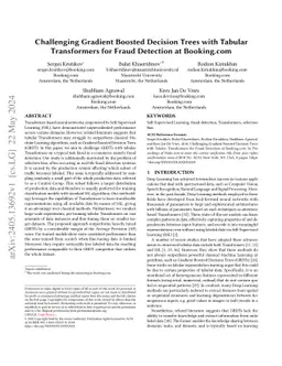 Challenging Gradient Boosted Decision Trees with Tabular Transformers for Fraud Detection at Booking.com