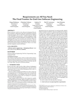 Requirements are All You Need: The Final Frontier for End-User Software
  Engineering