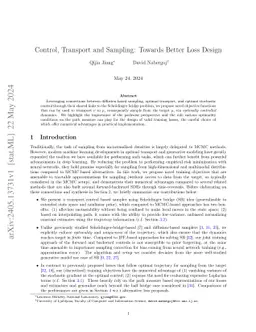 Control, Transport and Sampling: Towards Better Loss Design