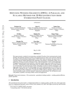 Diffusing Winding Gradients (DWG): A Parallel and Scalable Method for 3D
  Reconstruction from Unoriented Point Clouds