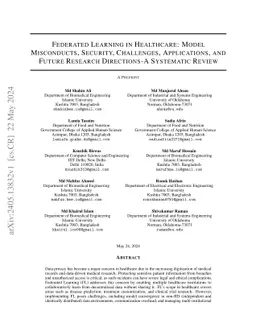 Federated Learning in Healthcare: Model Misconducts, Security,
  Challenges, Applications, and Future Research Directions -- A Systematic
  Review