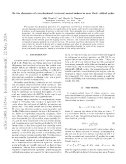 On the dynamics of convolutional recurrent neural networks near their
  critical point