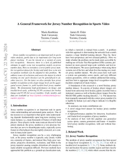 A General Framework for Jersey Number Recognition in Sports Video