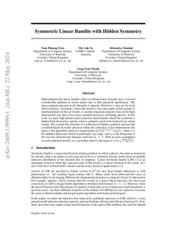 Symmetric Linear Bandits with Hidden Symmetry